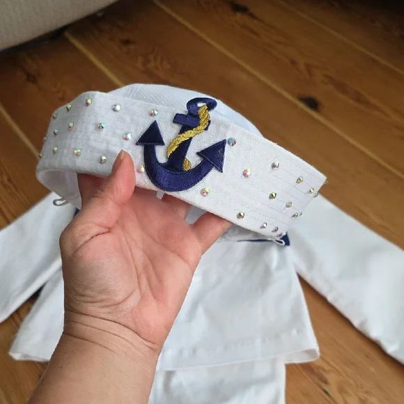 Nautical Sailor Costume for Kids - White and Blue - Picture 11 of 14